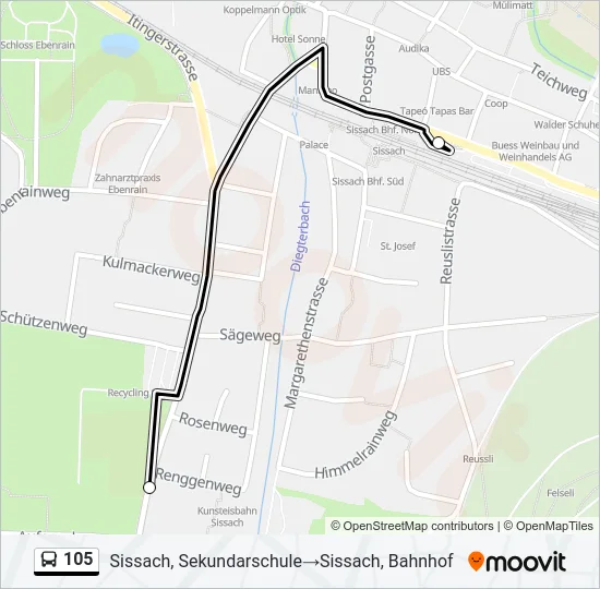 105 Bus Line Map