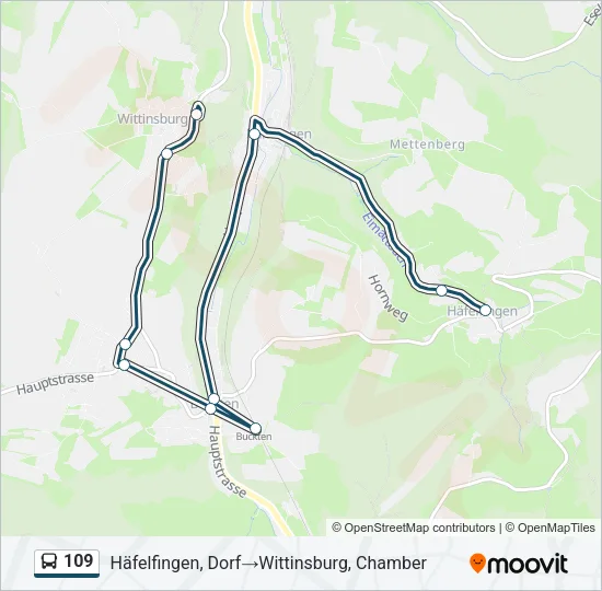 Plan de la ligne 109 de bus