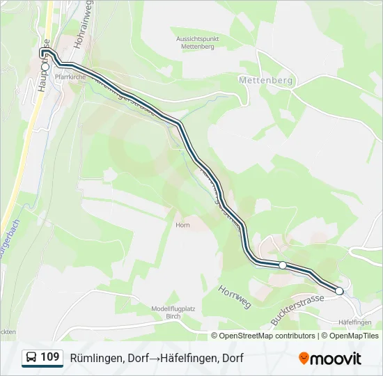Plan de la ligne 109 de bus