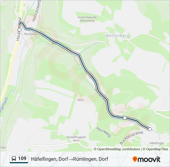 Plan de la ligne 109 de bus