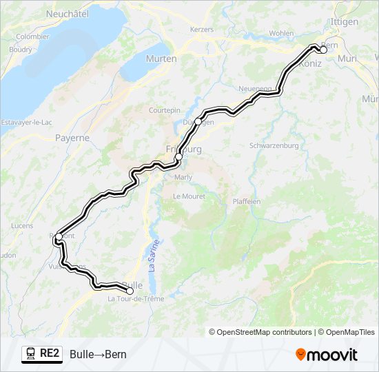 Plan de la ligne RE2 de train