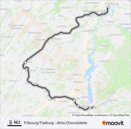 Plan de la ligne RE2 de train