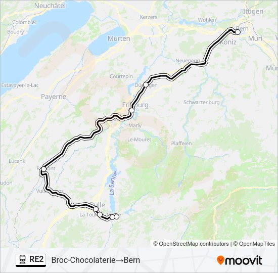 RE2 Train Line Map