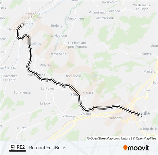 RE2 Train Line Map