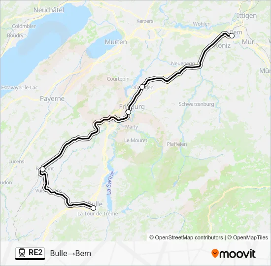 RE2 Train Line Map