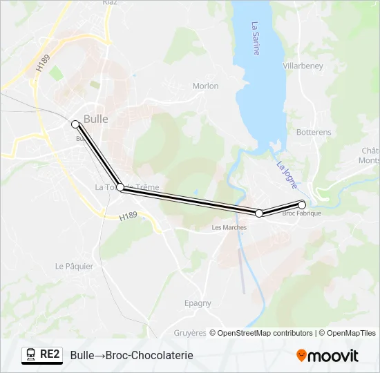 RE2 Train Line Map