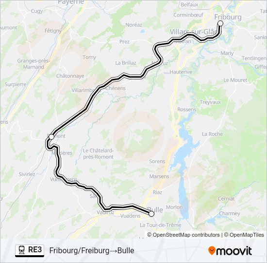 RE3 Train Line Map