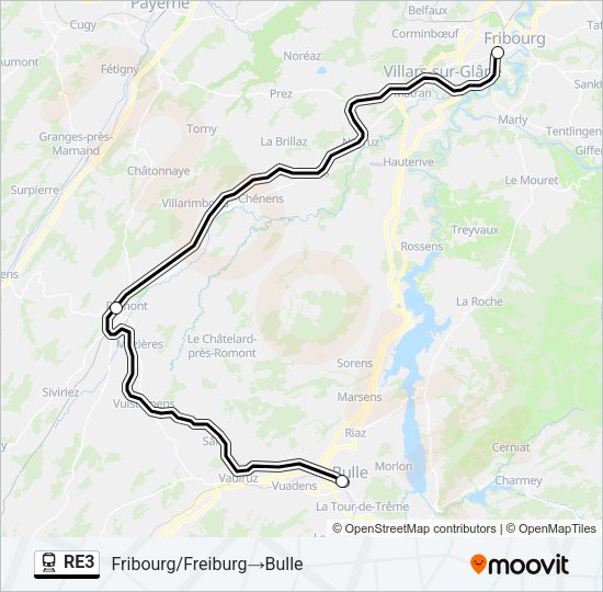 RE3 Train Line Map