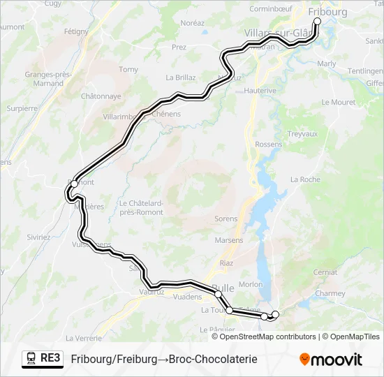 RE3 Train Line Map