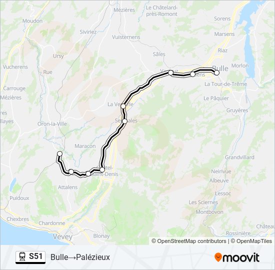 S51 train Line Map