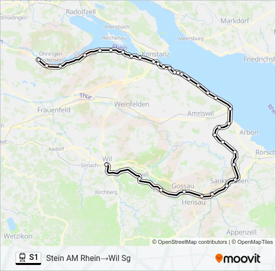 Plan de la ligne S1 de train