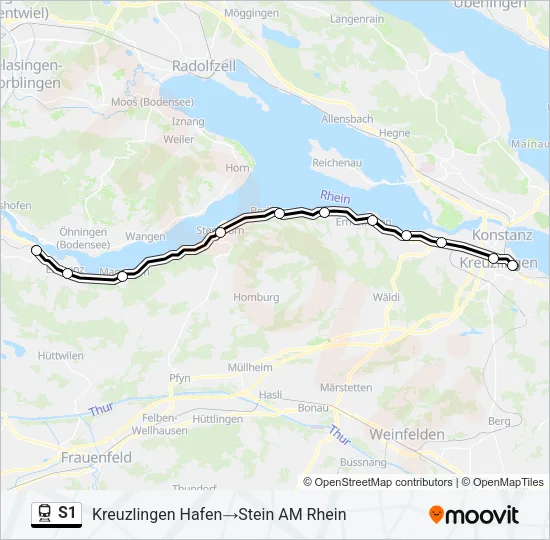 Plan de la ligne S1 de train