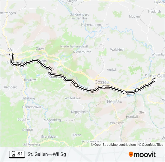 Plan de la ligne S1 de train