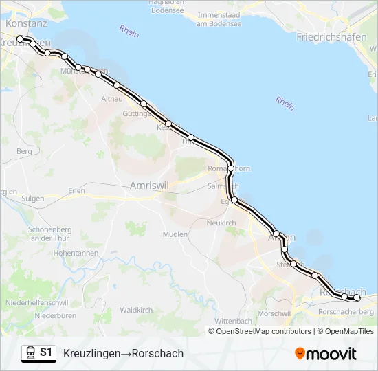 Plan de la ligne S1 de train