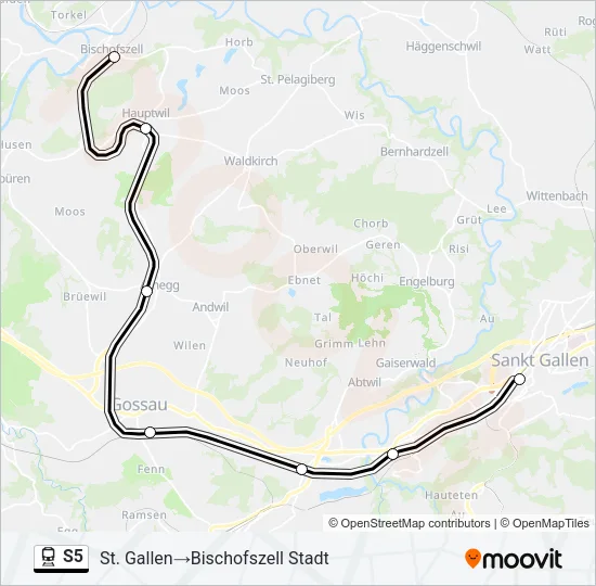 Plan de la ligne S5 de train