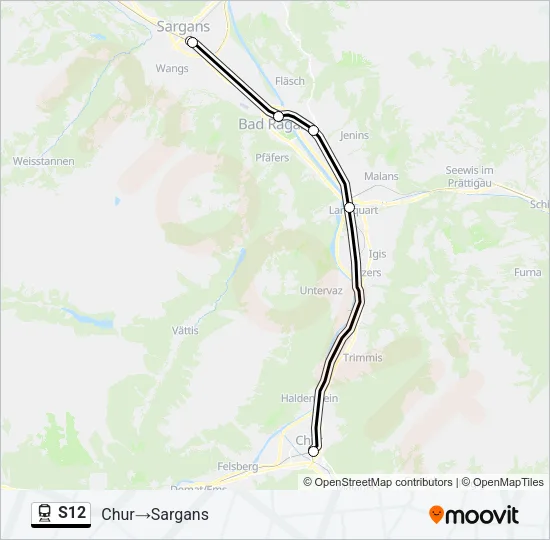 Plan de la ligne S12 de train