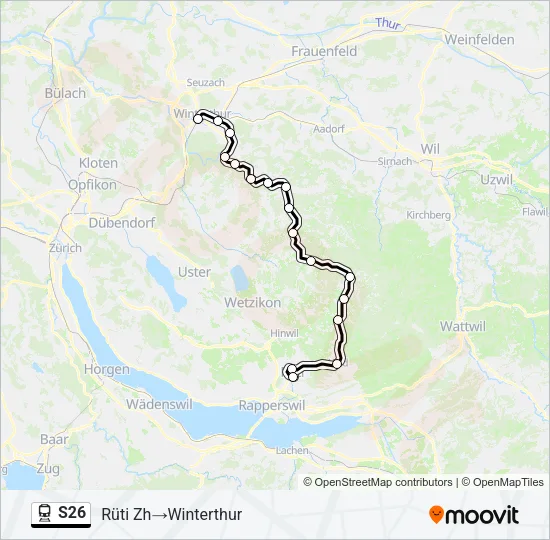 Plan de la ligne S26 de train