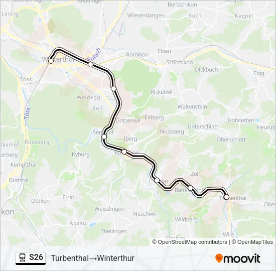 Plan de la ligne S26 de train