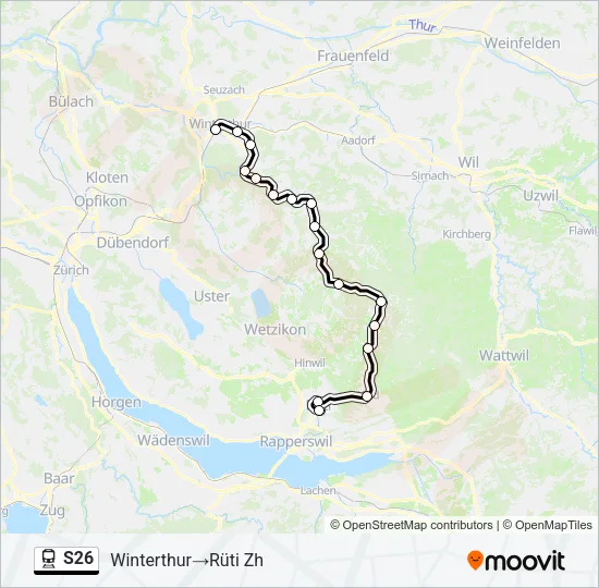 Plan de la ligne S26 de train