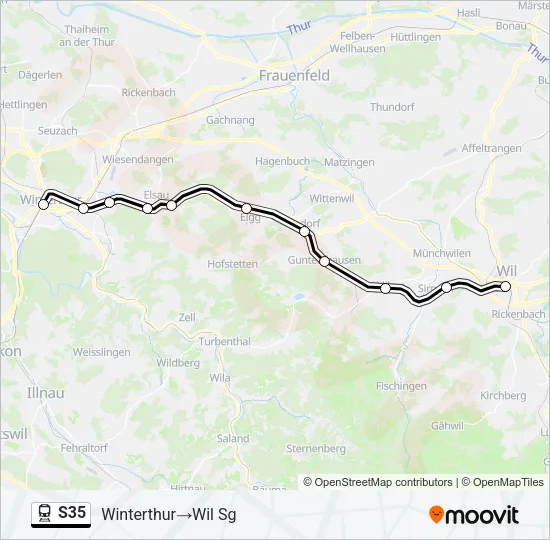 Plan de la ligne S35 de train