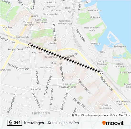 Plan de la ligne S44 de train