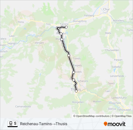 Plan de la ligne S de train