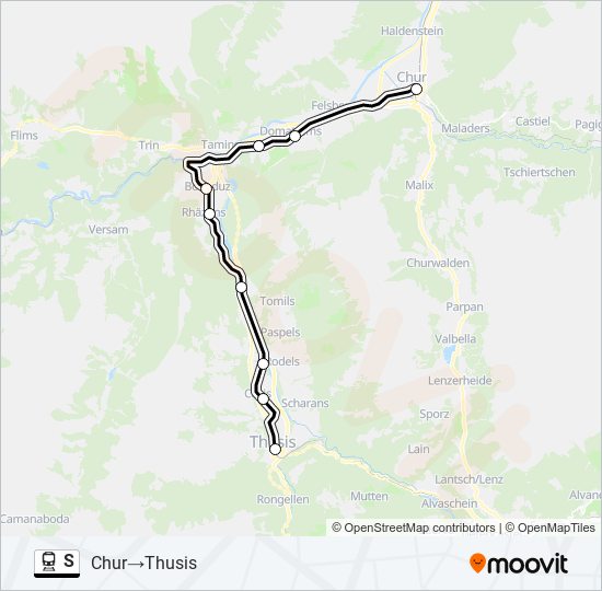 Plan de la ligne S de train