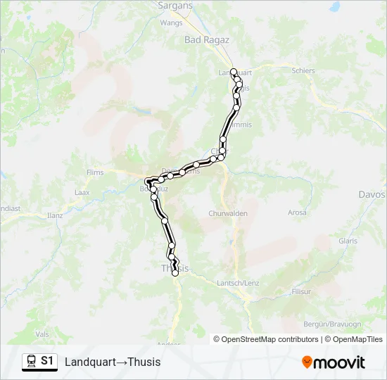 Plan de la ligne S1 de train