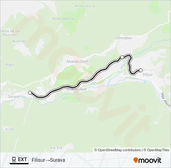 Plan de la ligne EXT de train