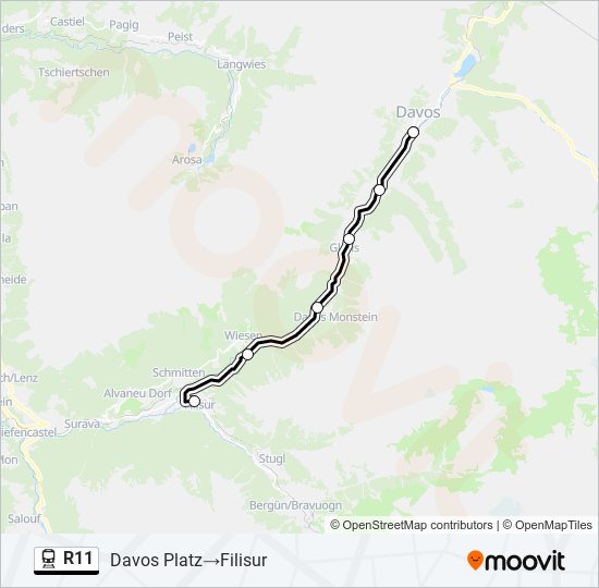 Plan de la ligne R11 de train