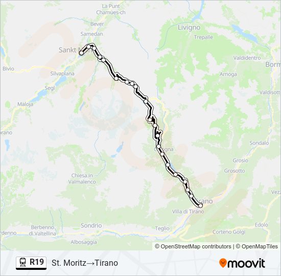 Plan de la ligne R19 de train