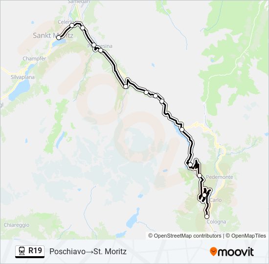 Plan de la ligne R19 de train