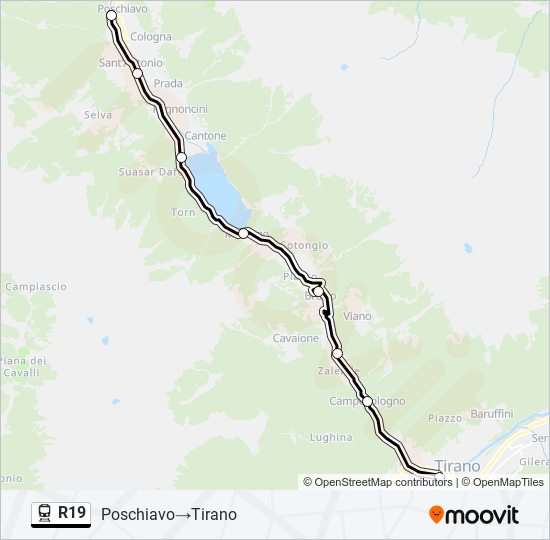 R19 train Line Map