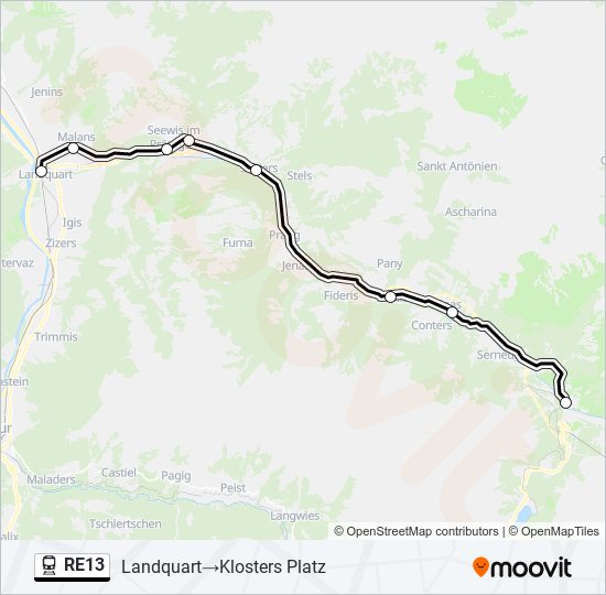 Plan de la ligne RE13 de train