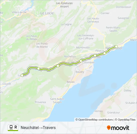 Plan de la ligne R de train