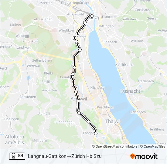 Plan de la ligne S4 de train