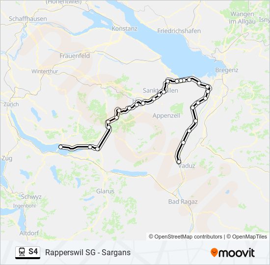 Plan de la ligne S4 de train