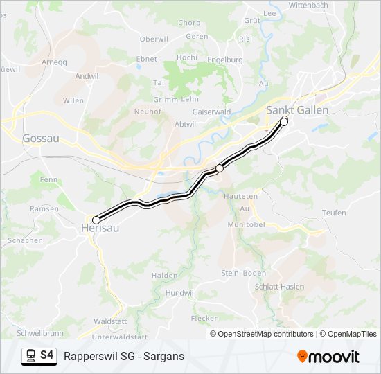 Plan de la ligne S4 de train