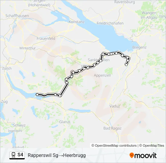 Plan de la ligne S4 de train
