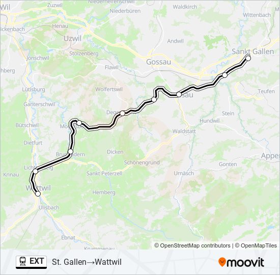 Plan de la ligne EXT de train