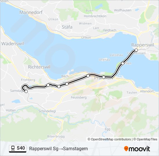 Plan de la ligne S40 de train