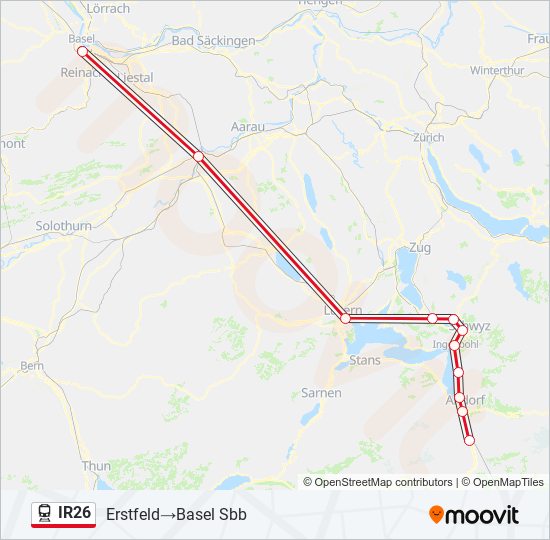 Plan de la ligne IR26 de train