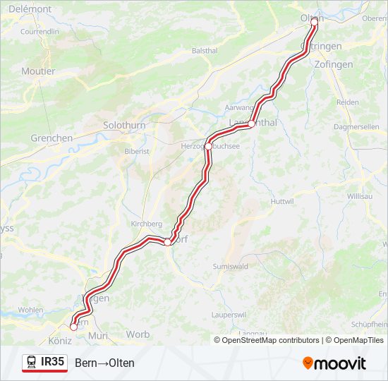 Plan de la ligne IR35 de train