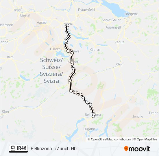 Plan de la ligne IR46 de train