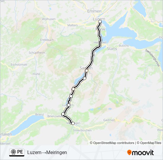 Plan de la ligne PE de métro