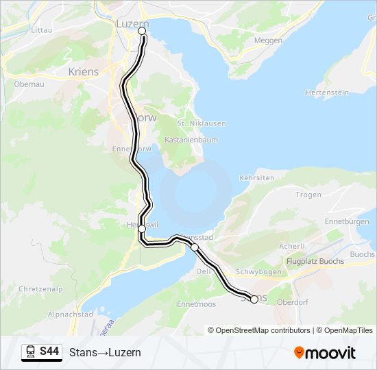 Plan de la ligne S44 de train