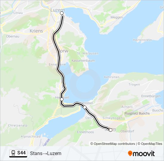 Plan de la ligne S44 de train