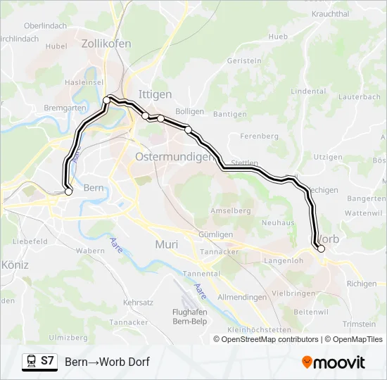 Plan de la ligne S7 de train