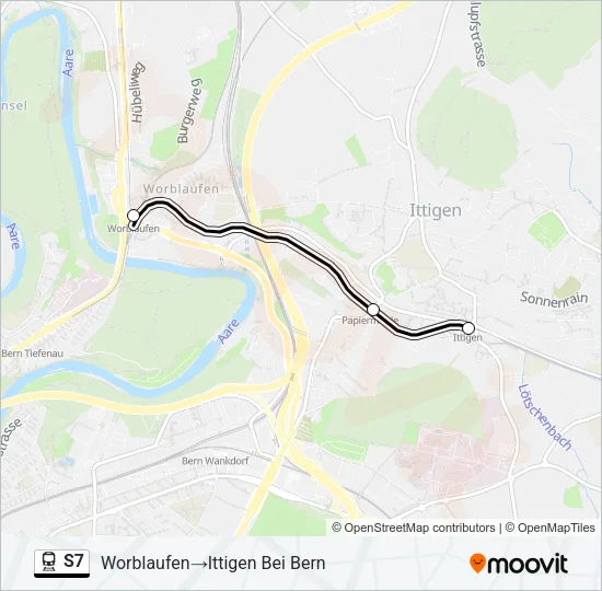 Plan de la ligne S7 de train
