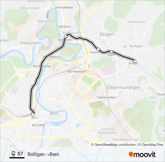 Plan de la ligne S7 de train